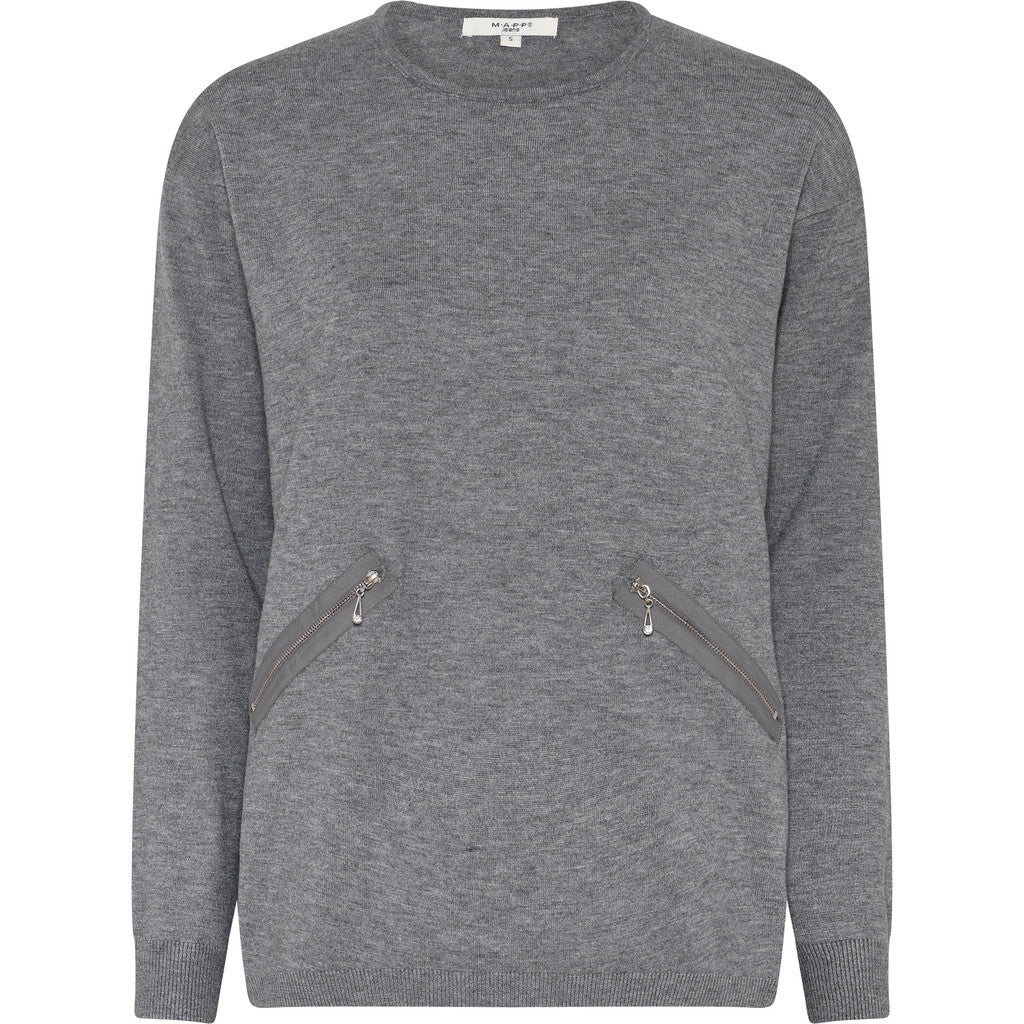 MAPP ROMA ZIP BLOUSE KNITWEAR 253 LIGHT GREY MELANGE