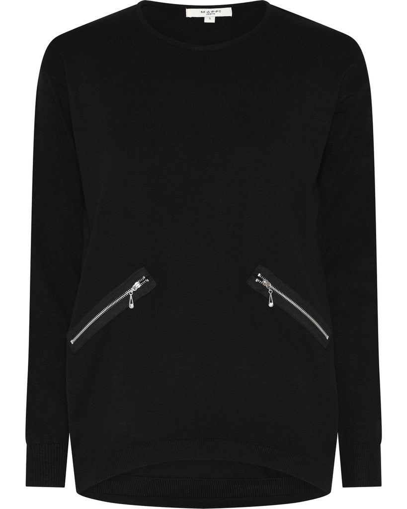 MAPP ROMA ZIP BLOUSE KNITWEAR 80 BLACK