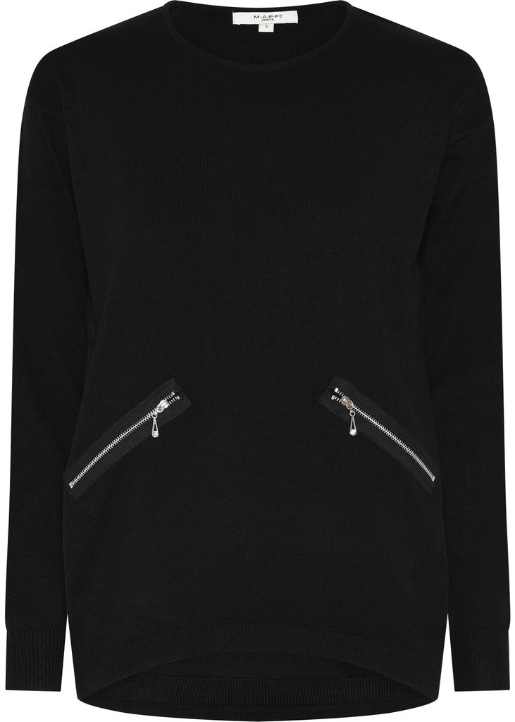 MAPP ROMA ZIP BLOUSE KNITWEAR 80 BLACK