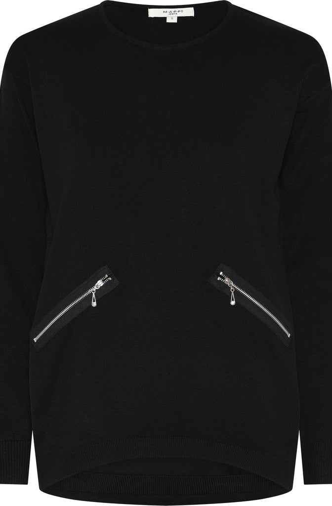 MAPP ROMA ZIP BLOUSE KNITWEAR 80 BLACK