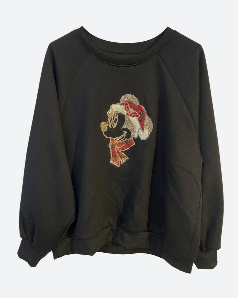 M JEANS SANTA SCUBA BLOUSE BLOUSE/SHIRT 80 BLACK