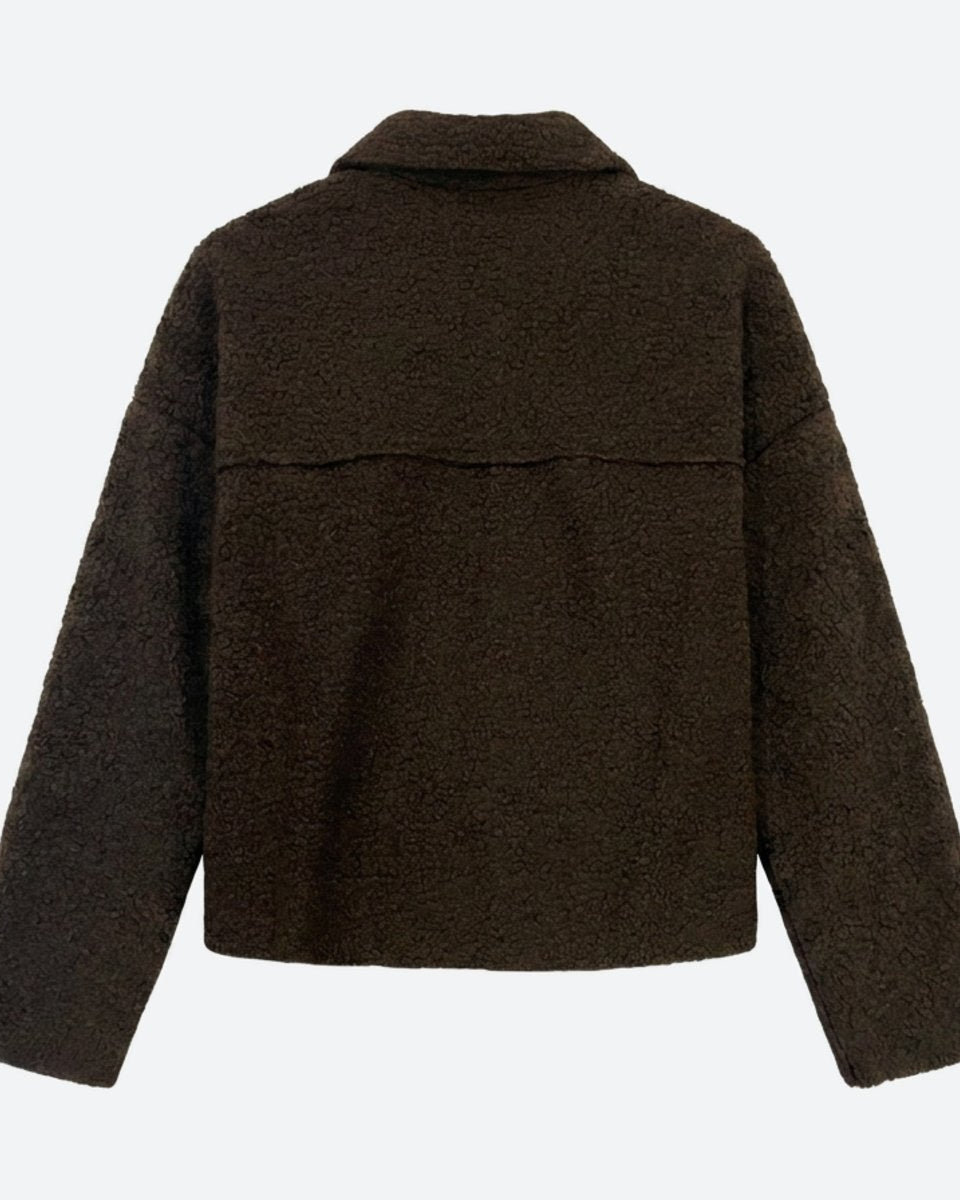 MOONDUST SHORT CURLY JACKET KNITWEAR 129 CHOCOLATE