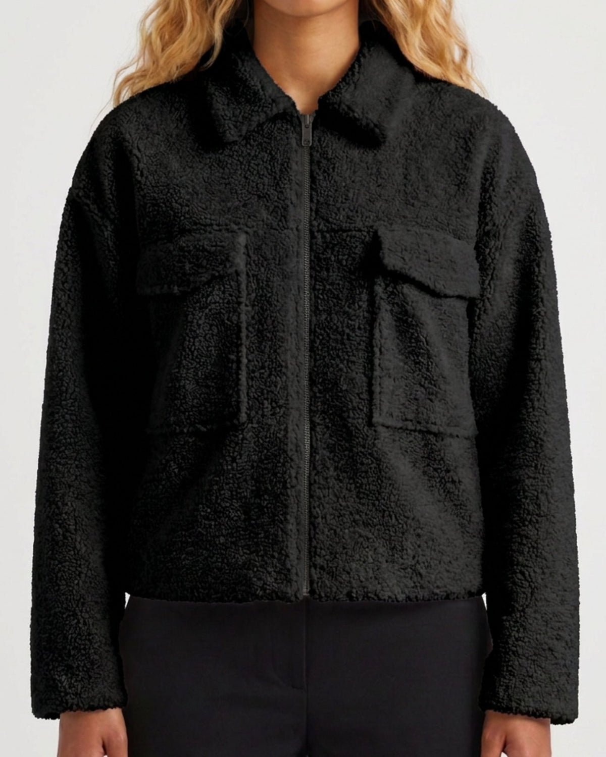 MOONDUST SHORT CURLY JACKET KNITWEAR 80 BLACK