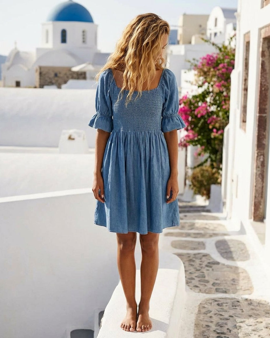 MAPP SHORT SMOCK PUFF DRESS TENCEL DRESS/JUMPSUIT