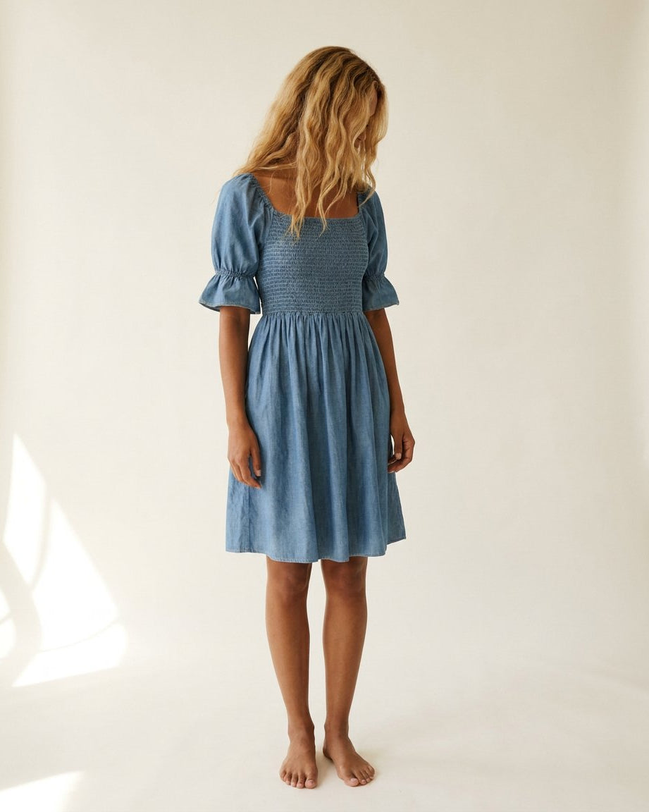MAPP SHORT SMOCK PUFF DRESS TENCEL DRESS/JUMPSUIT