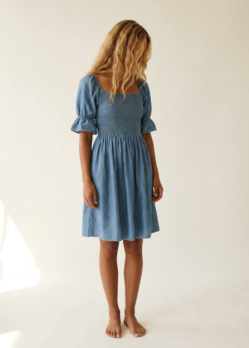 MAPP SHORT SMOCK PUFF DRESS TENCEL DRESS/JUMPSUIT