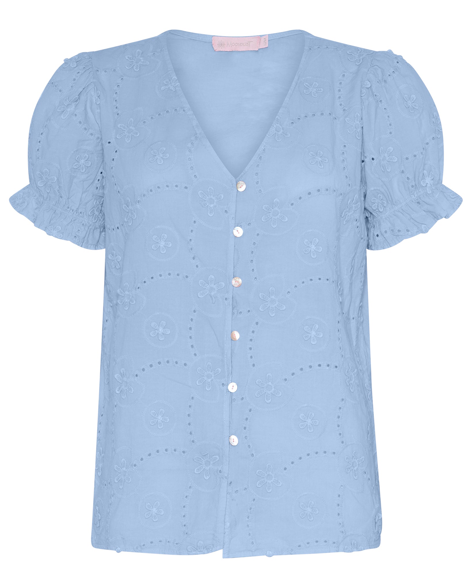 MOONDUST SIA EMB SMALL FLOWER SHIRT BLOUSE/SHIRT 107 SOFT BLUE