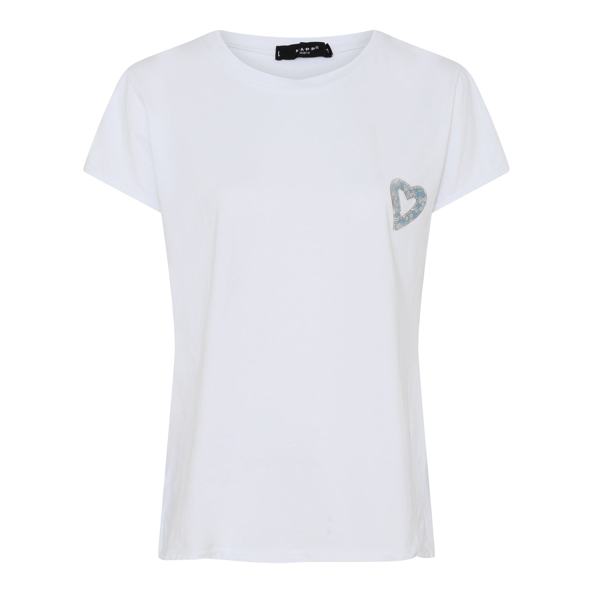 MAPP SMALL HEART SLIM TSHIRT TOP/T-SHIRT 10 WHITE
