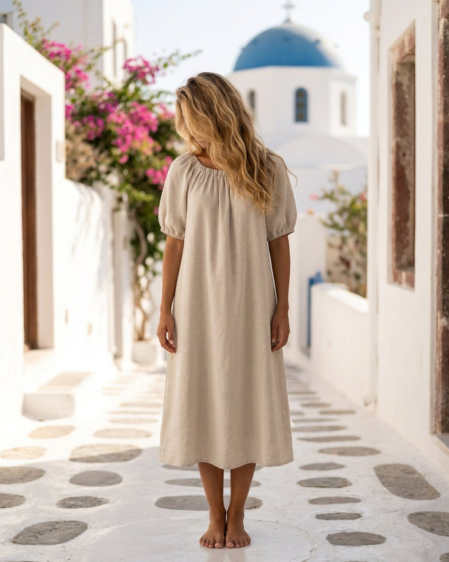 MOONDUST SQUARE LIN DRESS LINEN