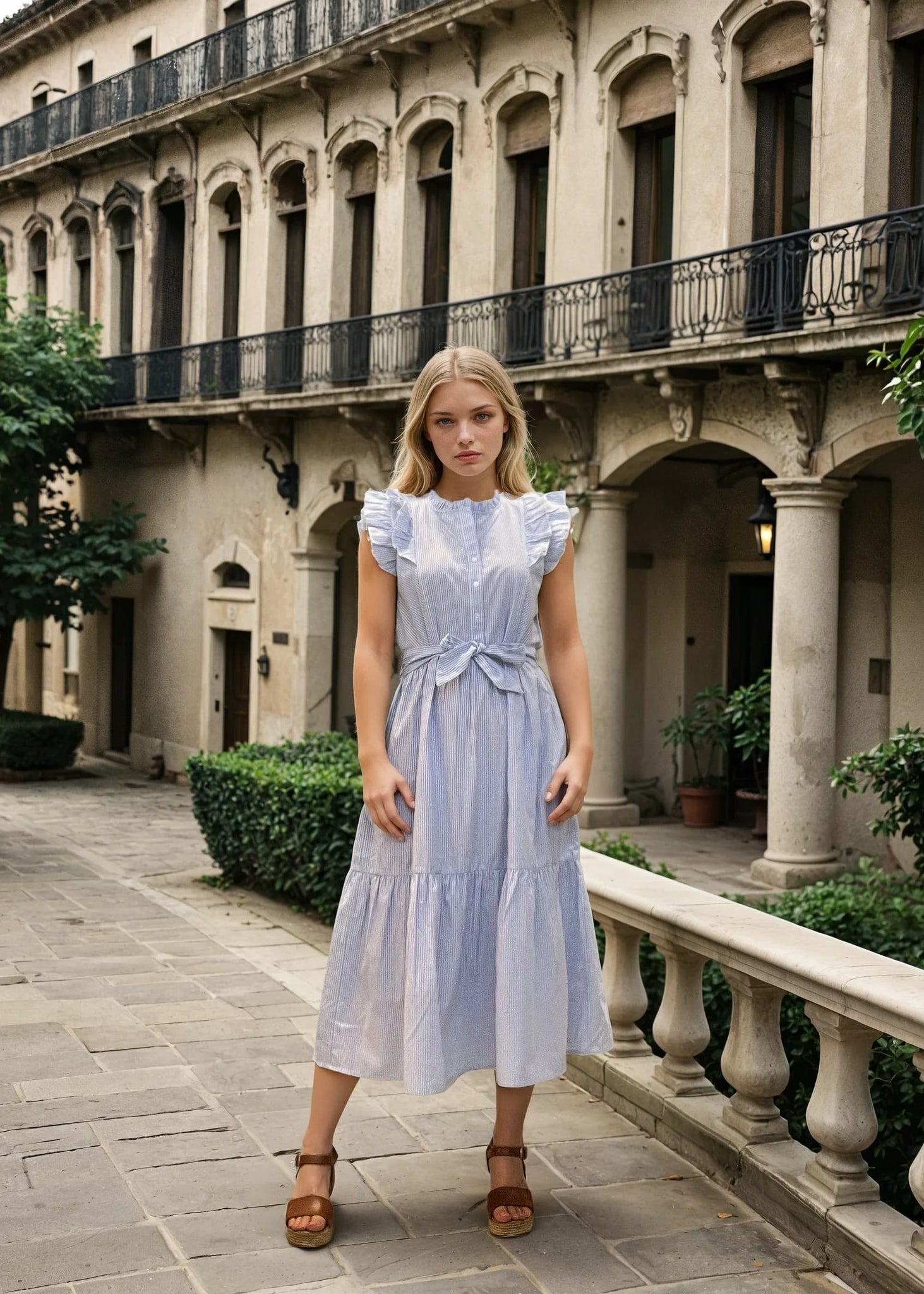 MAPP STRIPE FRILL DRESS DRESS/JUMPSUIT 109 SKY BLUE