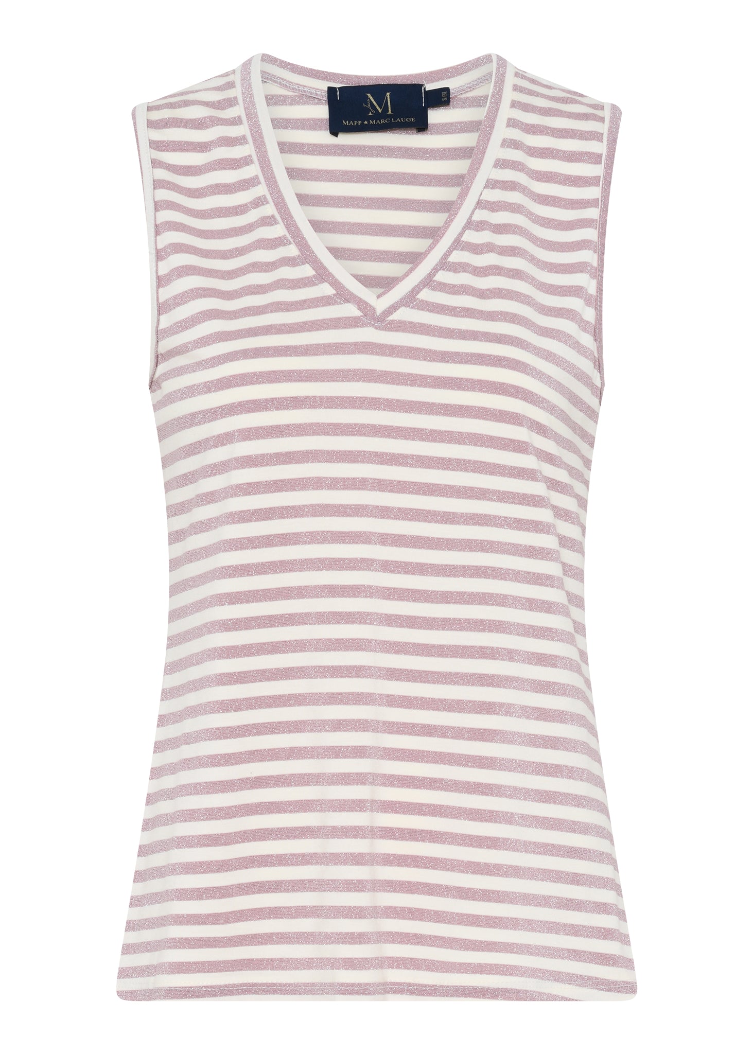 M JEANS STRIPE LUREX V-TOP TOP/T-SHIRT 385 BRIGHT ROSE