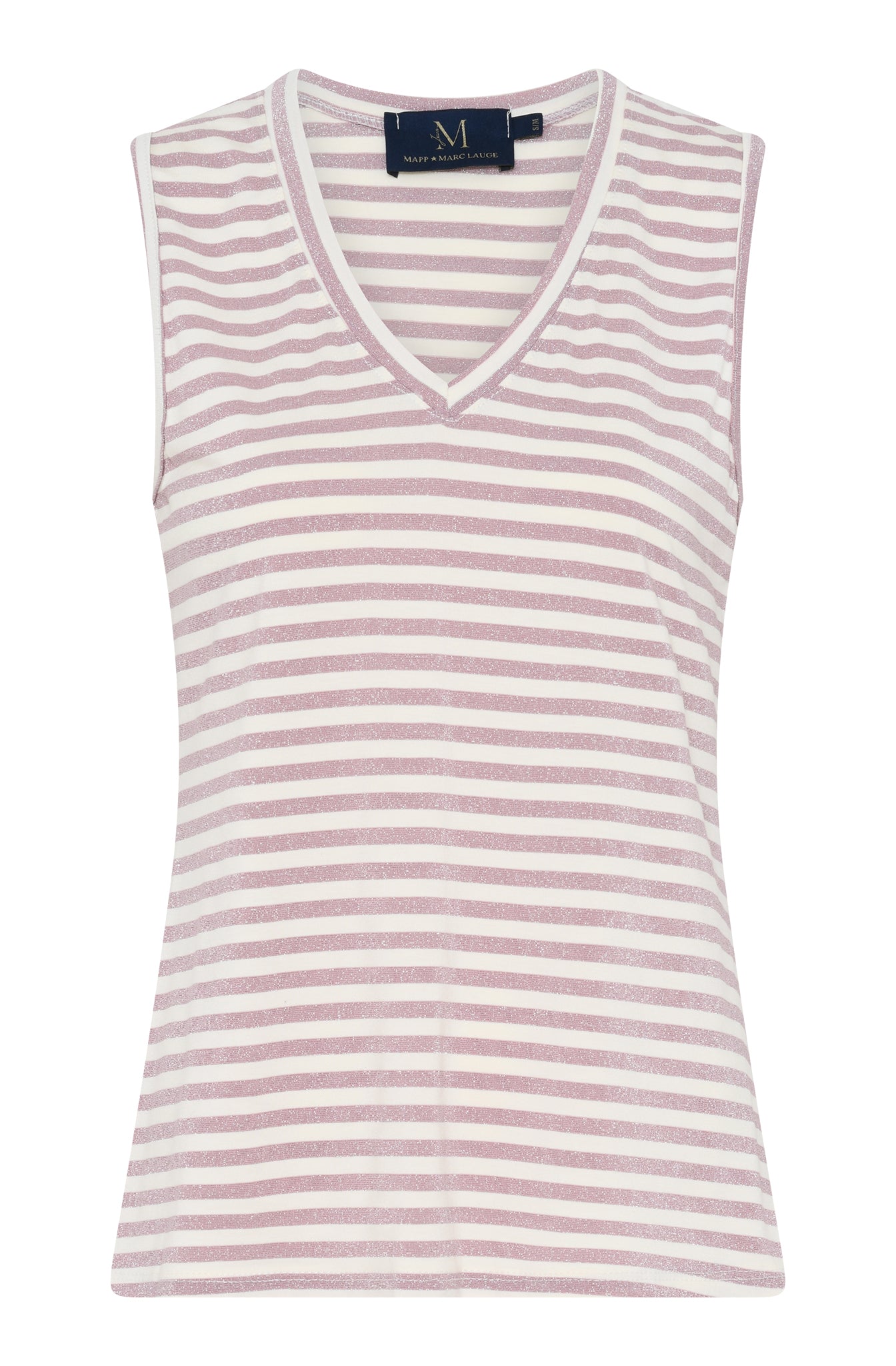 M JEANS STRIPE LUREX V-TOP TOP/T-SHIRT 385 BRIGHT ROSE