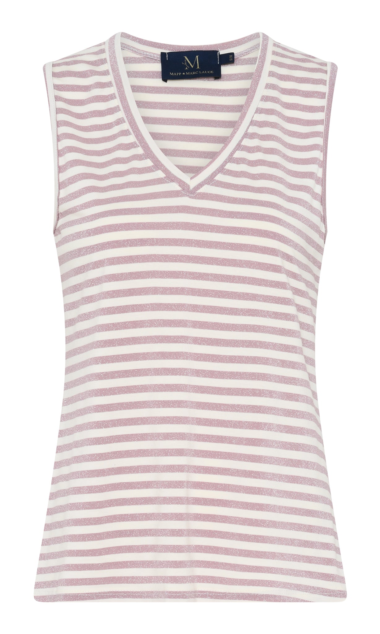 M JEANS STRIPE LUREX V-TOP TOP/T-SHIRT 385 BRIGHT ROSE