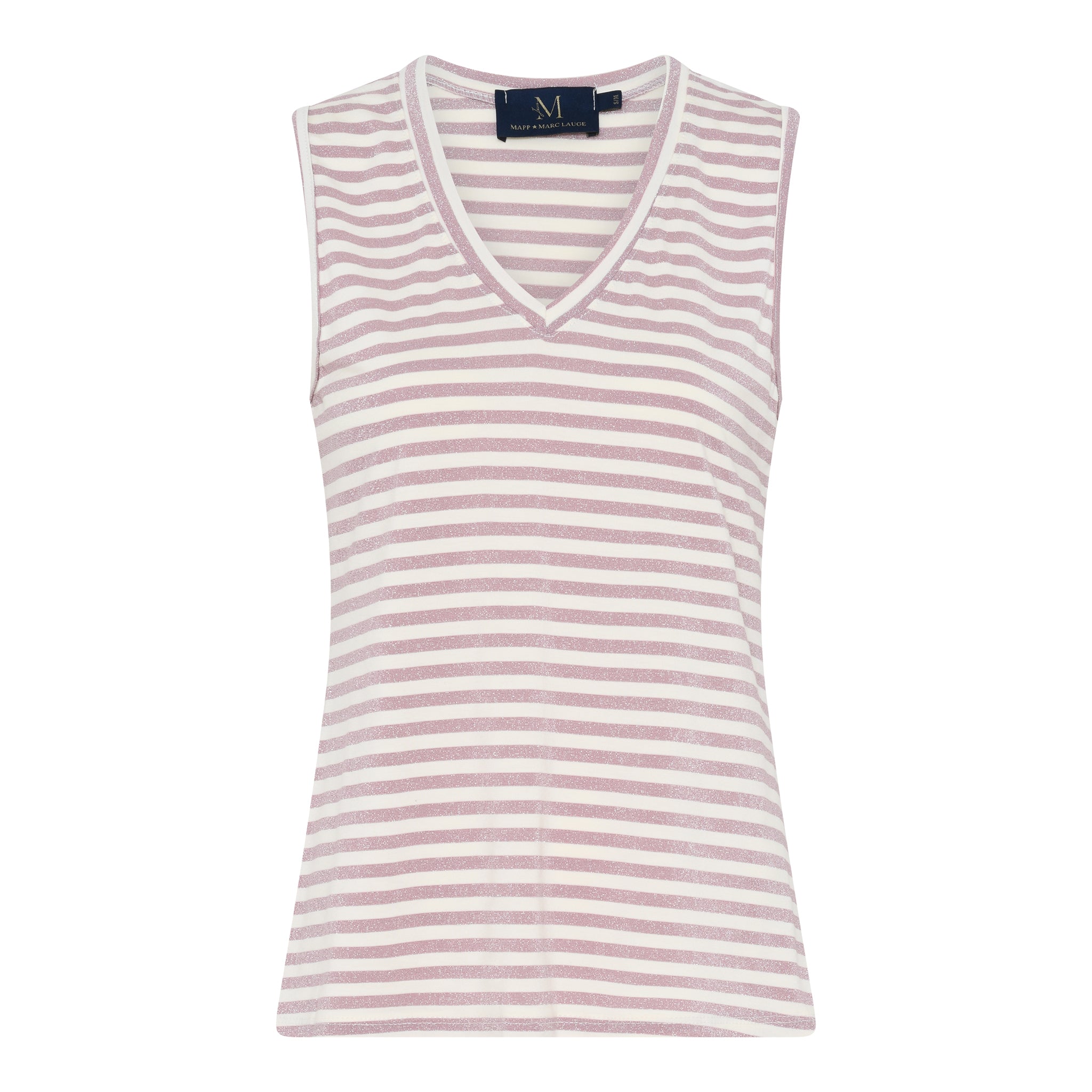 M JEANS STRIPE LUREX V-TOP TOP/T-SHIRT 385 BRIGHT ROSE