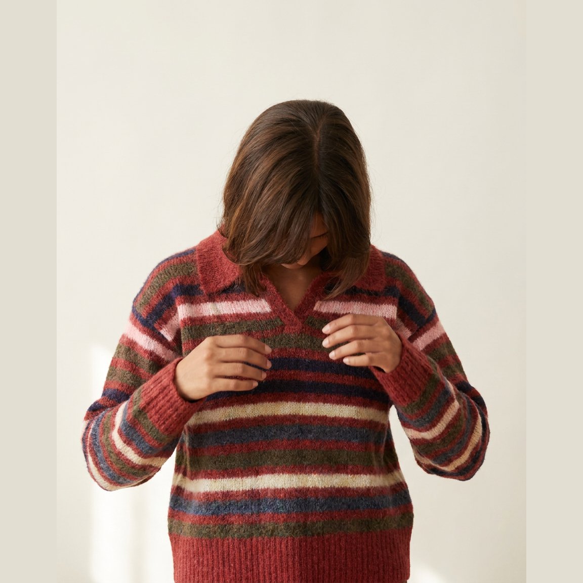 MOONDUST STRIPE POLO KNIT KNITWEAR 330 RED