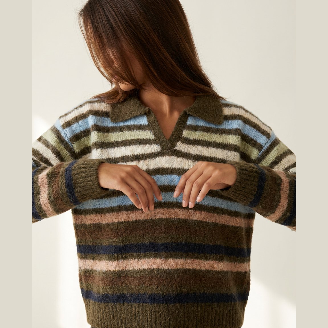 MOONDUST STRIPE POLO KNIT KNITWEAR 645 SALVIE