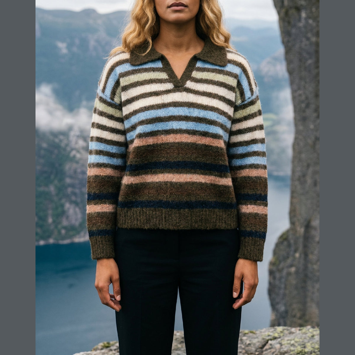 MOONDUST STRIPE POLO KNIT KNITWEAR 645 SALVIE