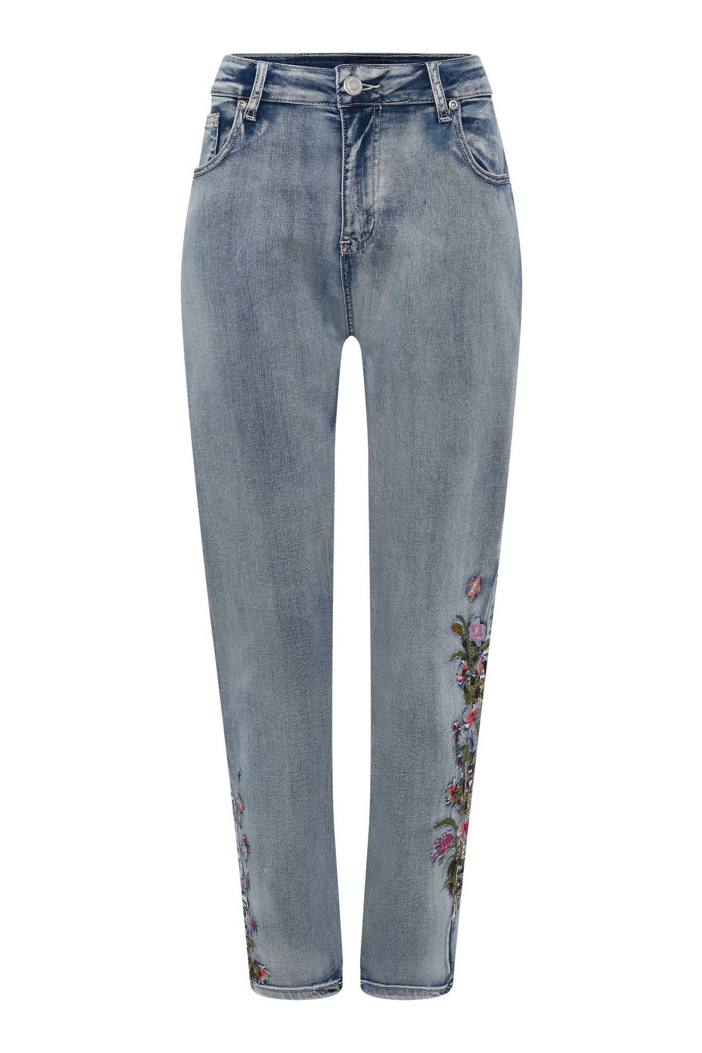 DNYcph Plus Size Tea Embroidered Jeans DENIM/TWILL 919699 BENNETON LIGHT BLUE