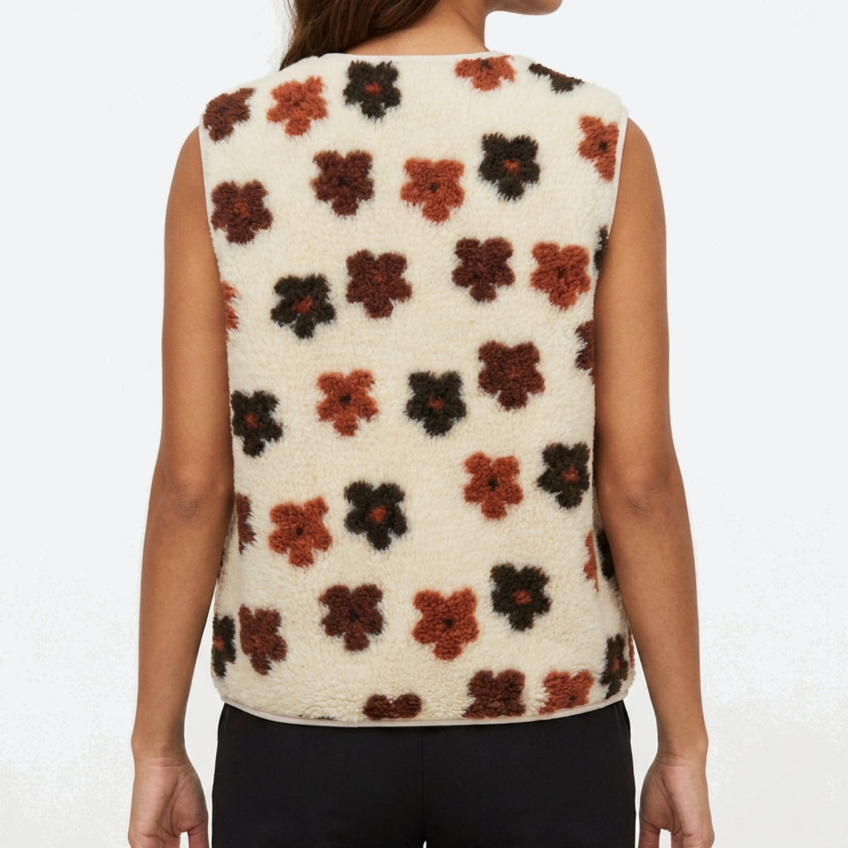 MOONDUST TEDDY VEST FLOWER OUTERWEAR 20 OFF WHITE