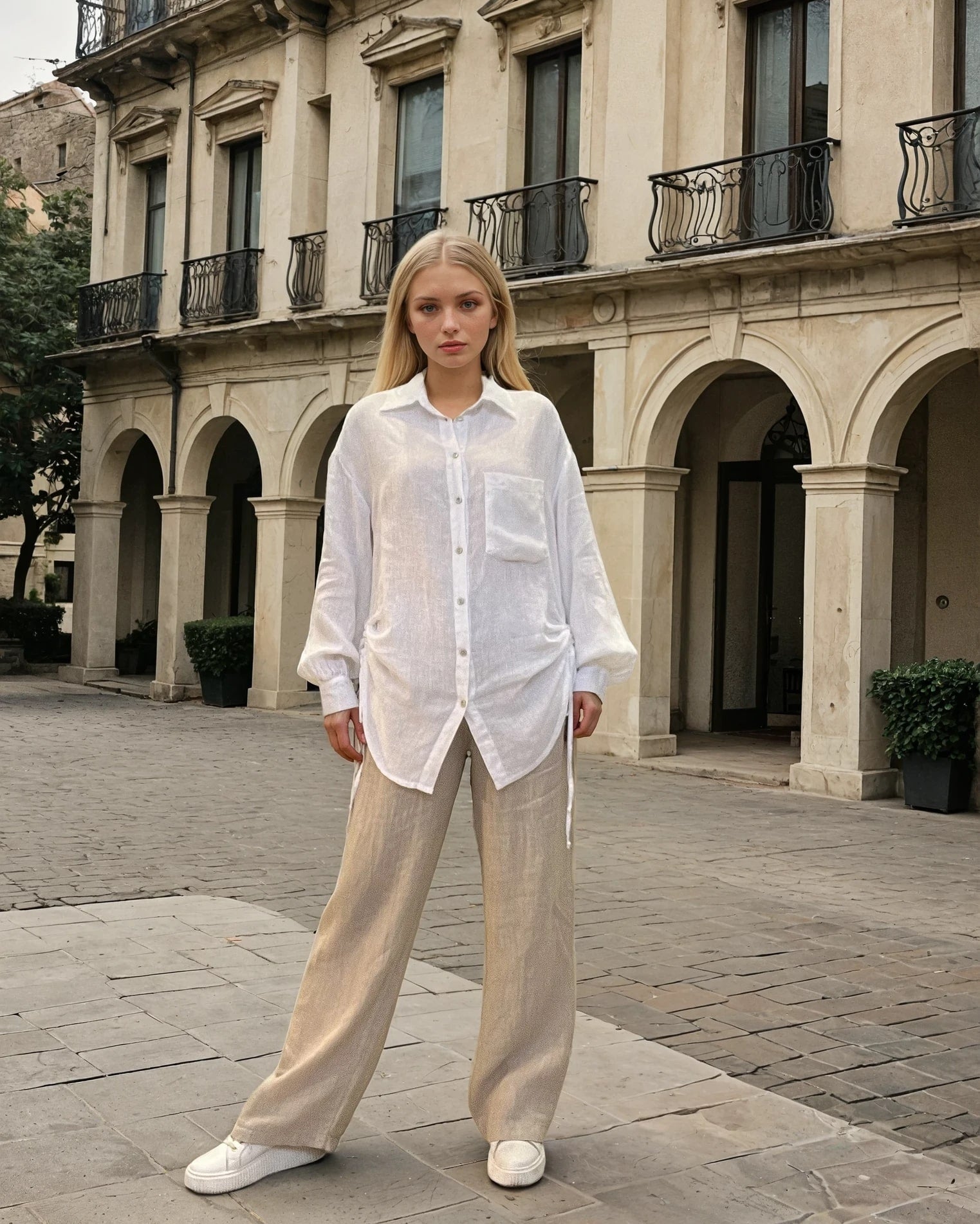 MAPP TIE LIN SHIRT LINEN 10 WHITE