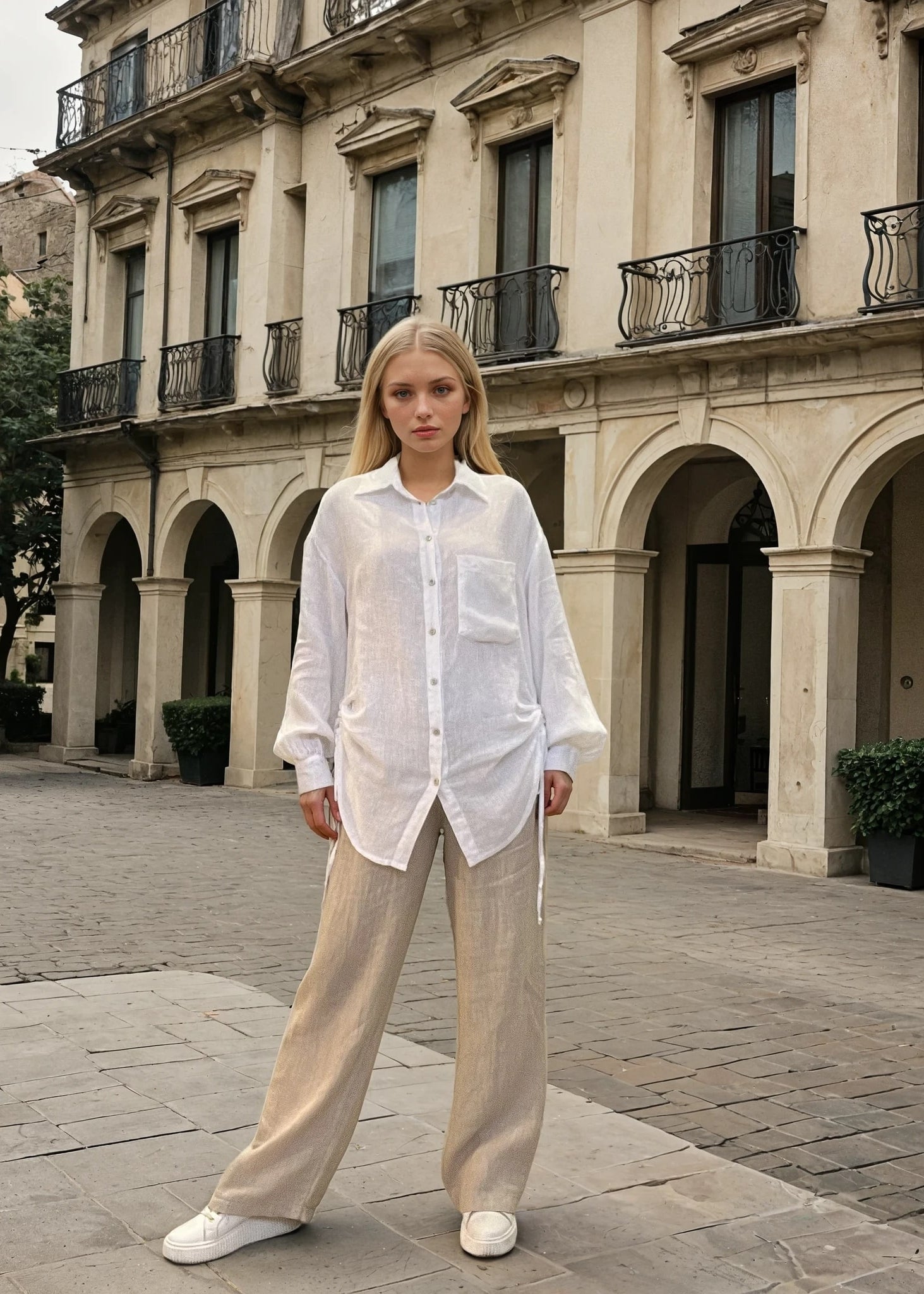 MAPP TIE LIN SHIRT LINEN 10 WHITE