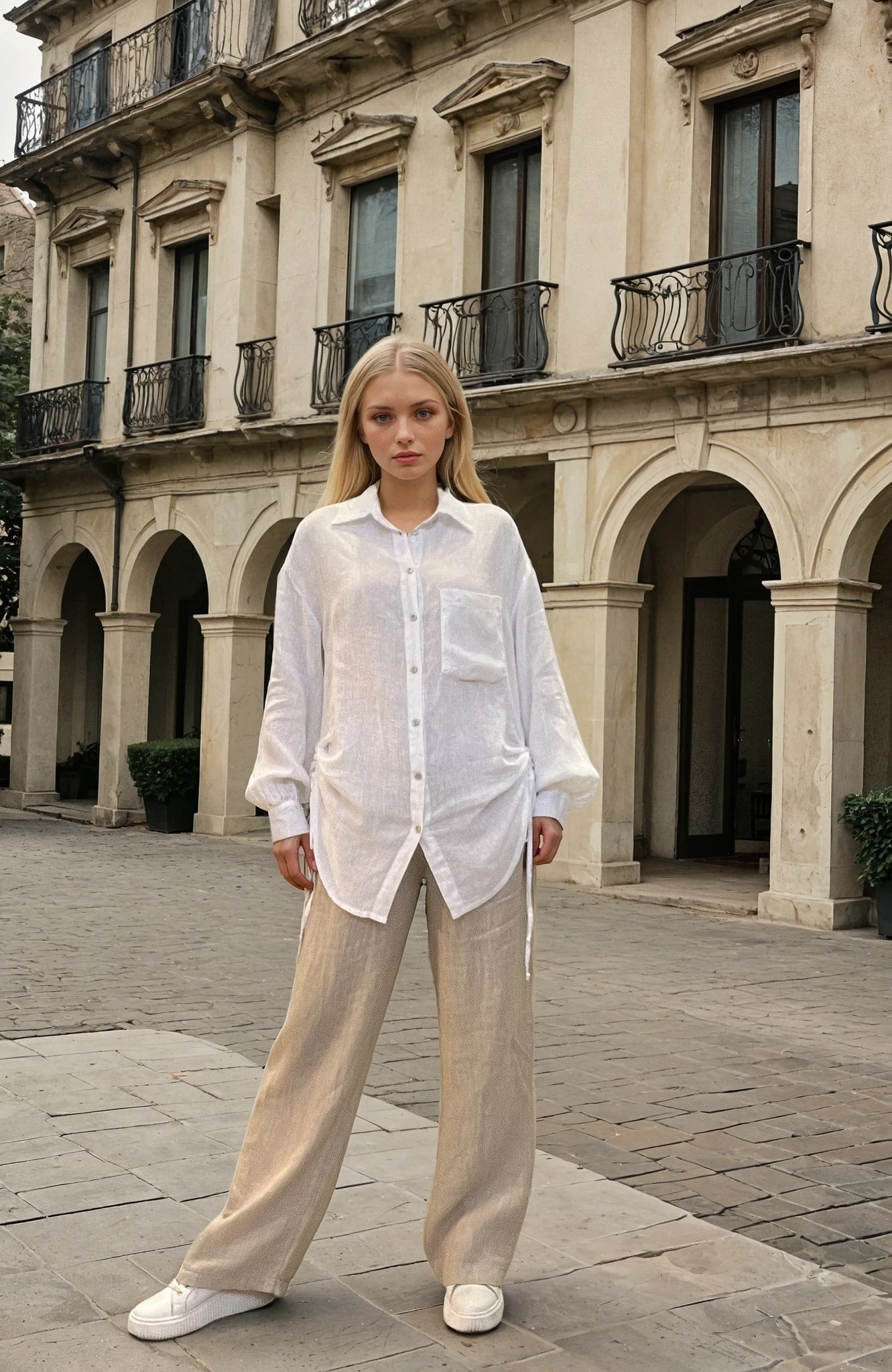 MAPP TIE LIN SHIRT LINEN 10 WHITE