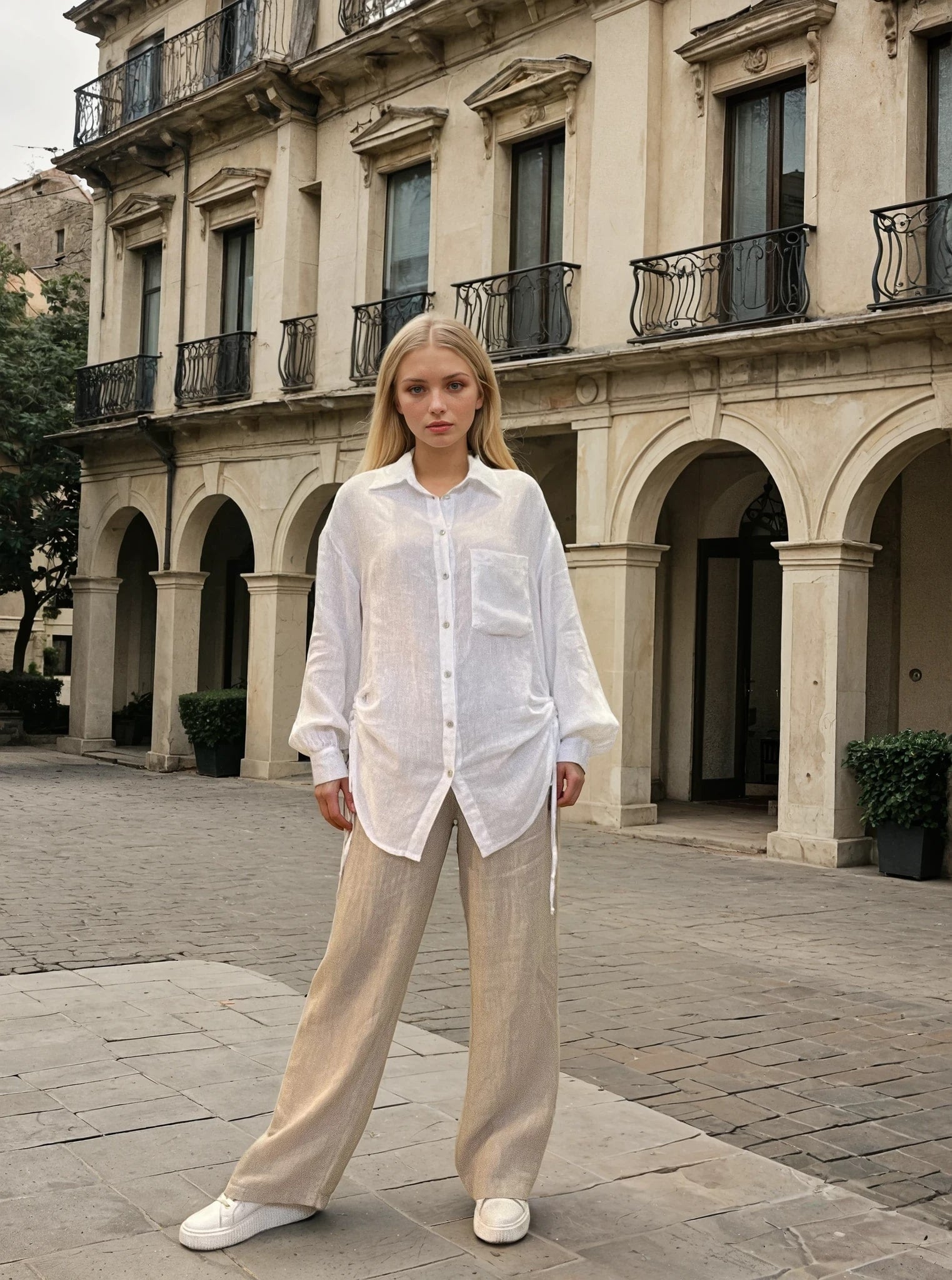 MAPP TIE LIN SHIRT LINEN 10 WHITE
