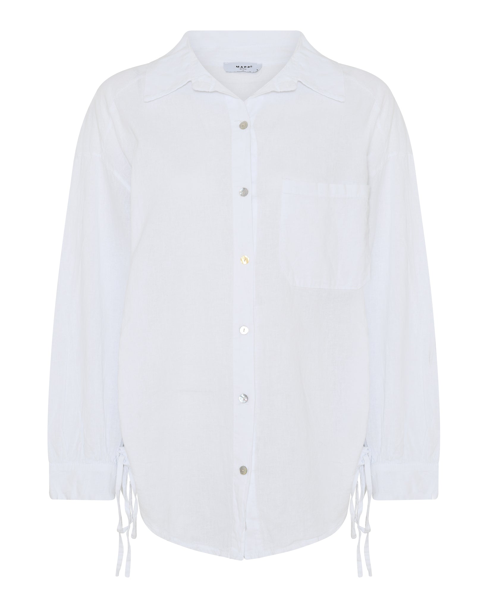 MAPP TIE LIN SHIRT LINEN 10 WHITE