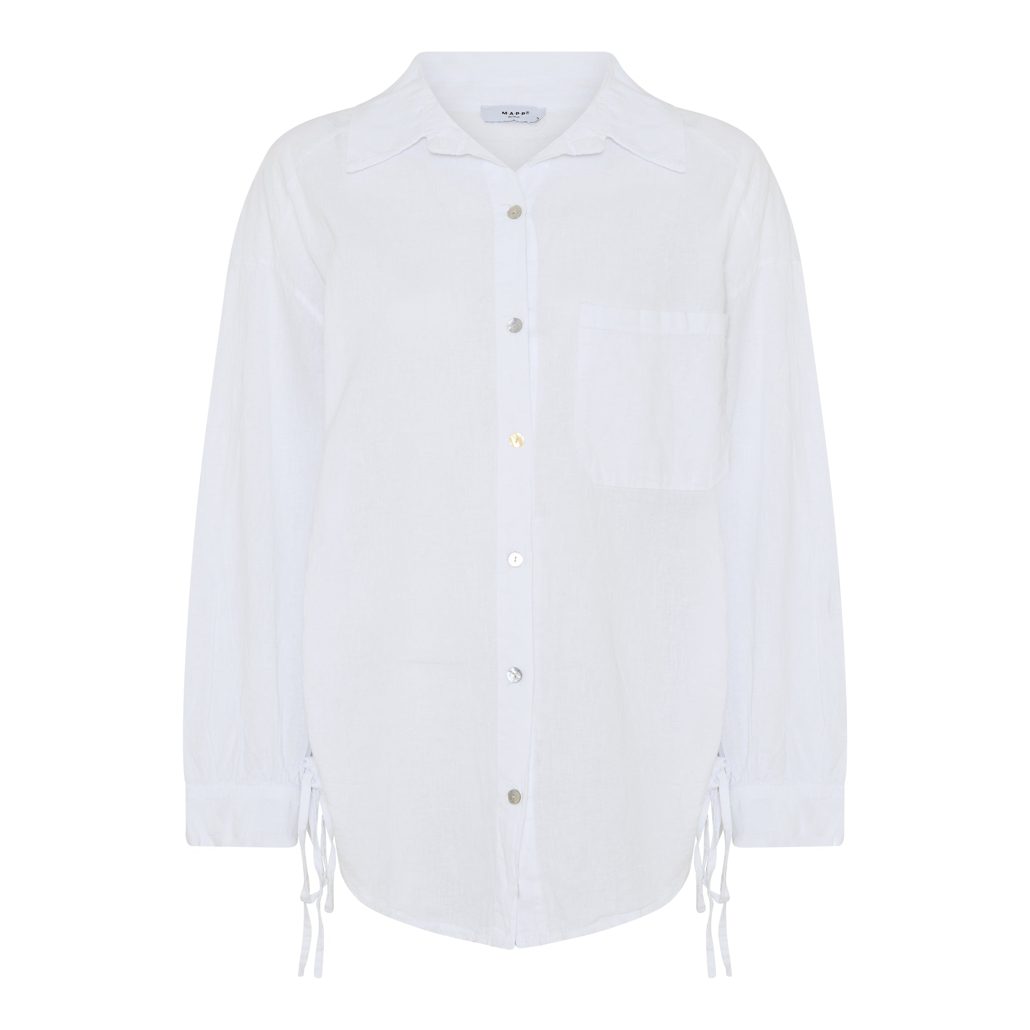 MAPP TIE LIN SHIRT LINEN 10 WHITE