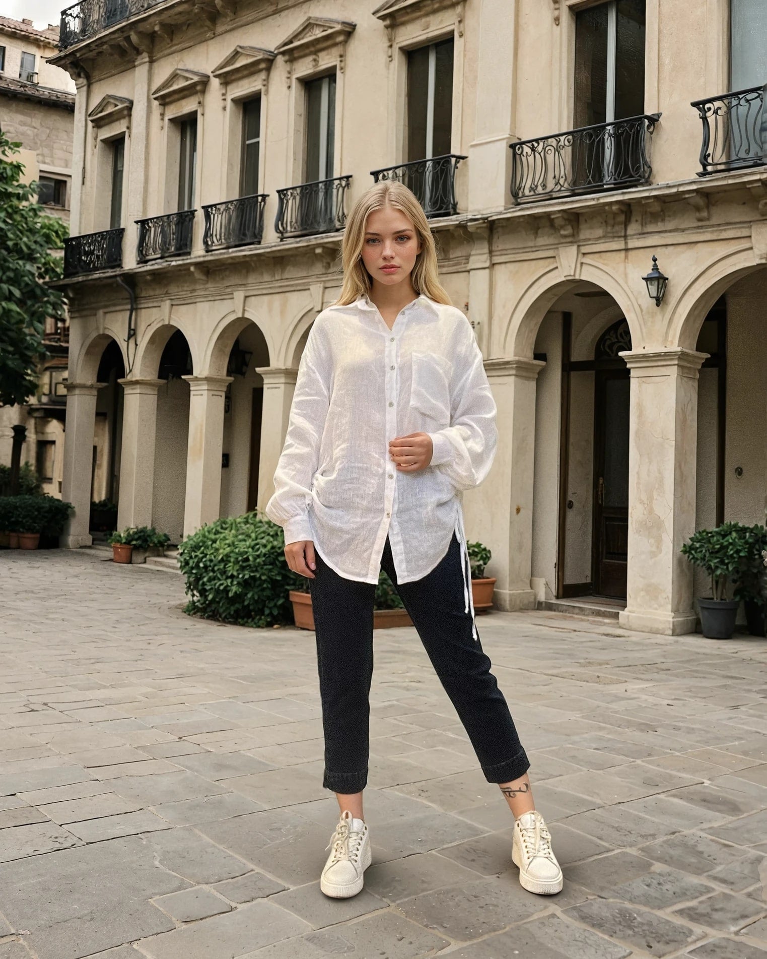 MAPP TIE LIN SHIRT LINEN 10 WHITE