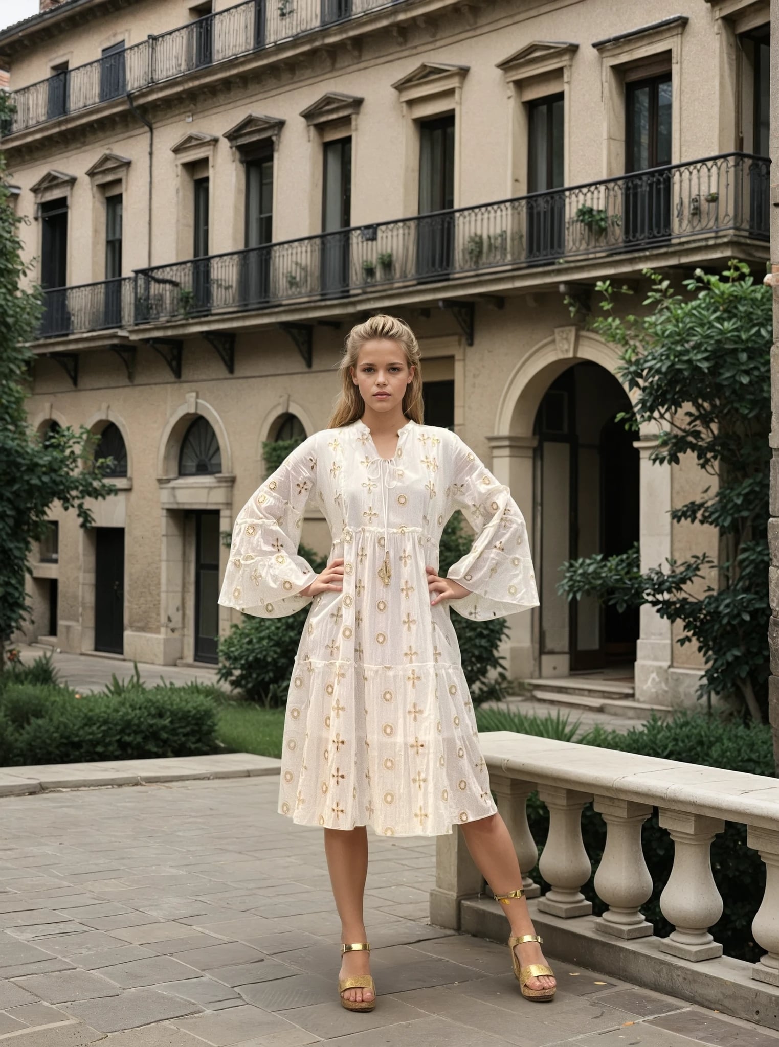 MAPP TIRI GOLD EMB DRESS DRESS/JUMPSUIT 10 WHITE