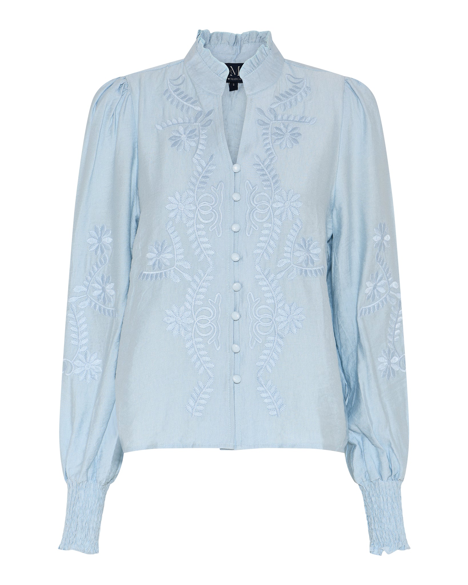 M JEANS VANESSA EMB SHIRT BLOUSE/SHIRT 107 SOFT BLUE
