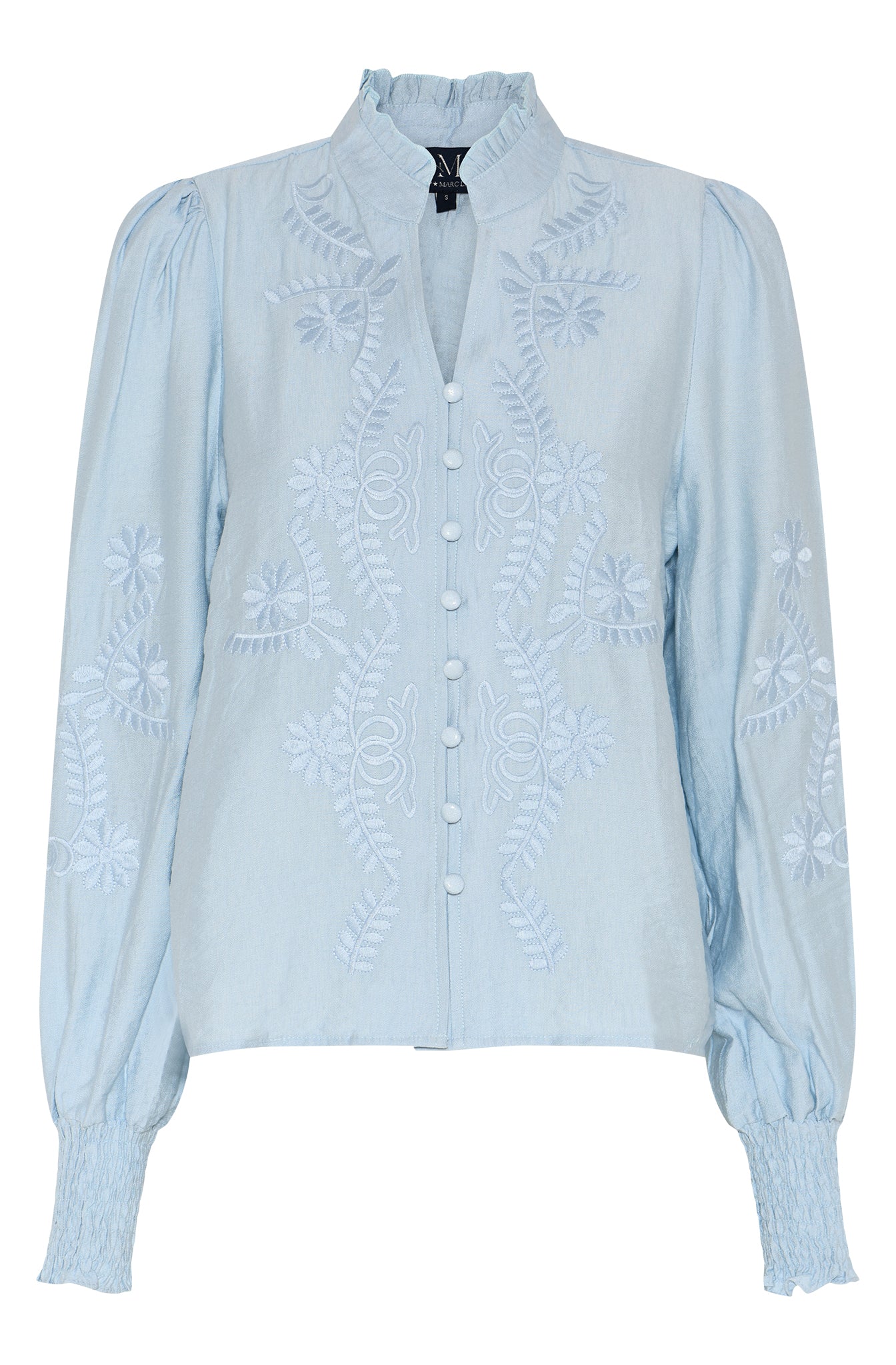 M JEANS VANESSA EMB SHIRT BLOUSE/SHIRT 107 SOFT BLUE
