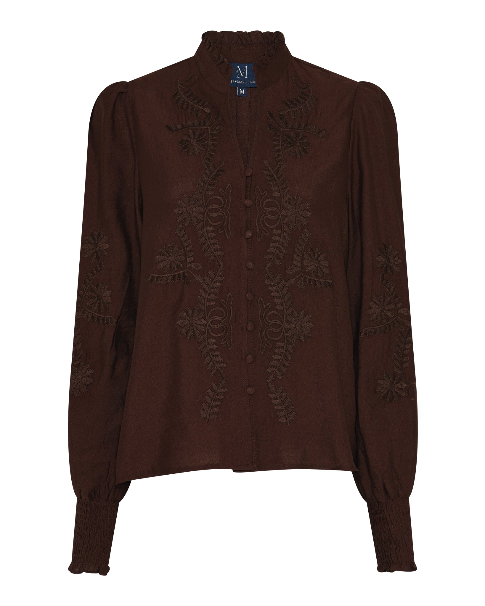 M JEANS VANESSA EMB SHIRT BLOUSE/SHIRT 129 CHOCOLATE