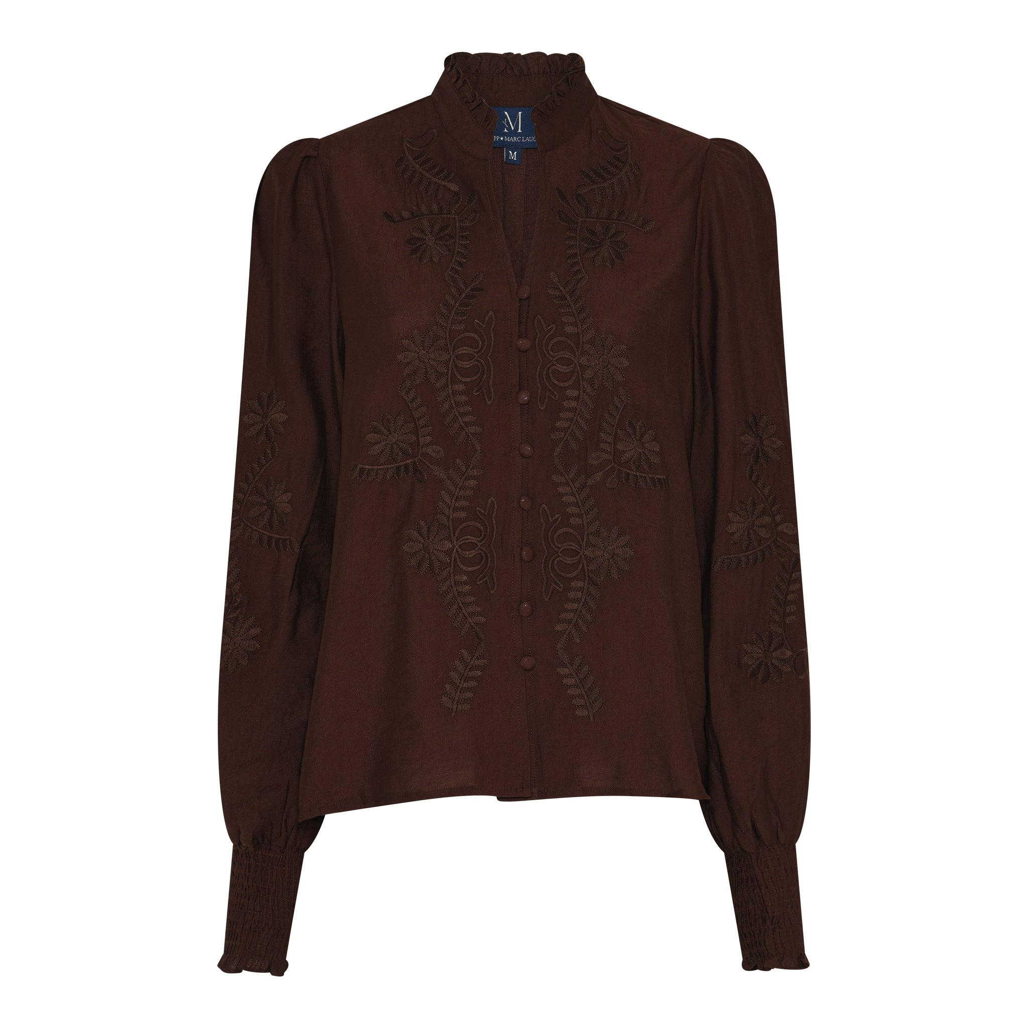 M JEANS VANESSA EMB SHIRT BLOUSE/SHIRT 129 CHOCOLATE