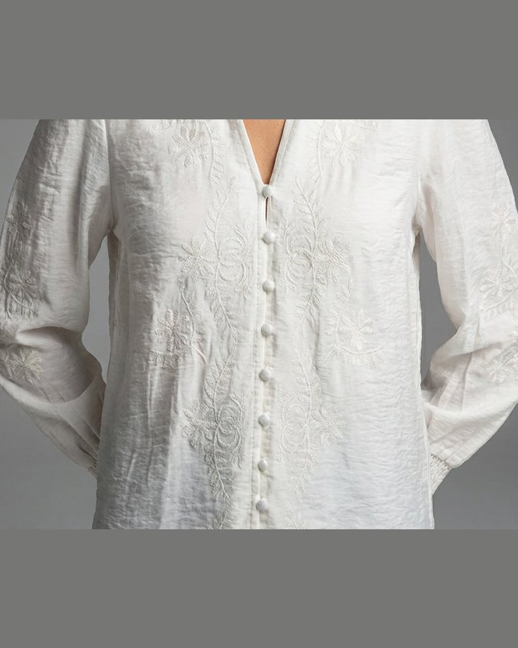 M JEANS VANESSA EMB SHIRT BLOUSE/SHIRT 20 OFF WHITE