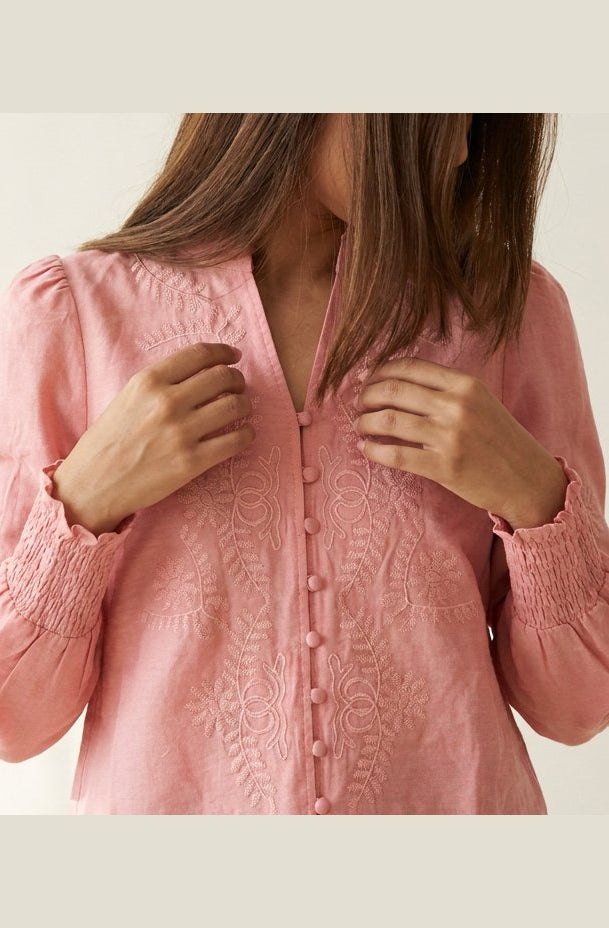 M JEANS VANESSA EMB SHIRT BLOUSE/SHIRT 350 CORAL