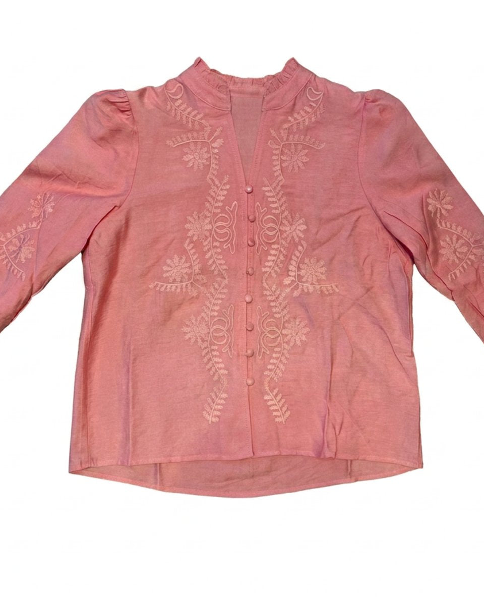 M JEANS VANESSA EMB SHIRT BLOUSE/SHIRT 350 CORAL