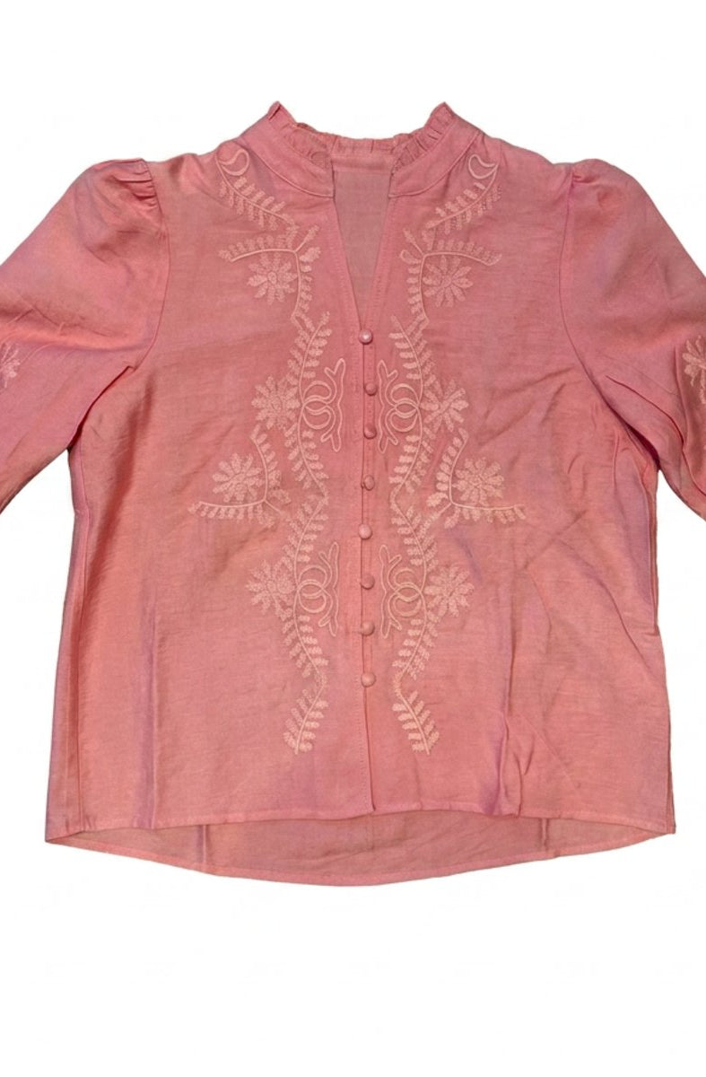 M JEANS VANESSA EMB SHIRT BLOUSE/SHIRT 350 CORAL