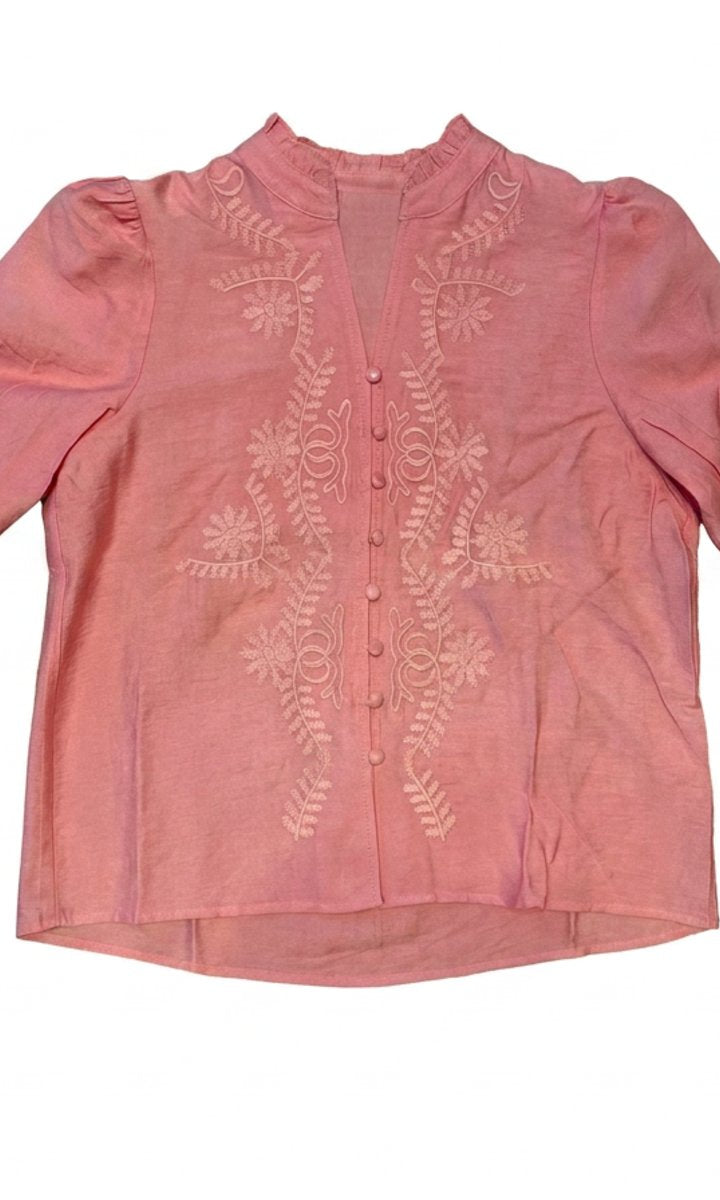 M JEANS VANESSA EMB SHIRT BLOUSE/SHIRT 350 CORAL