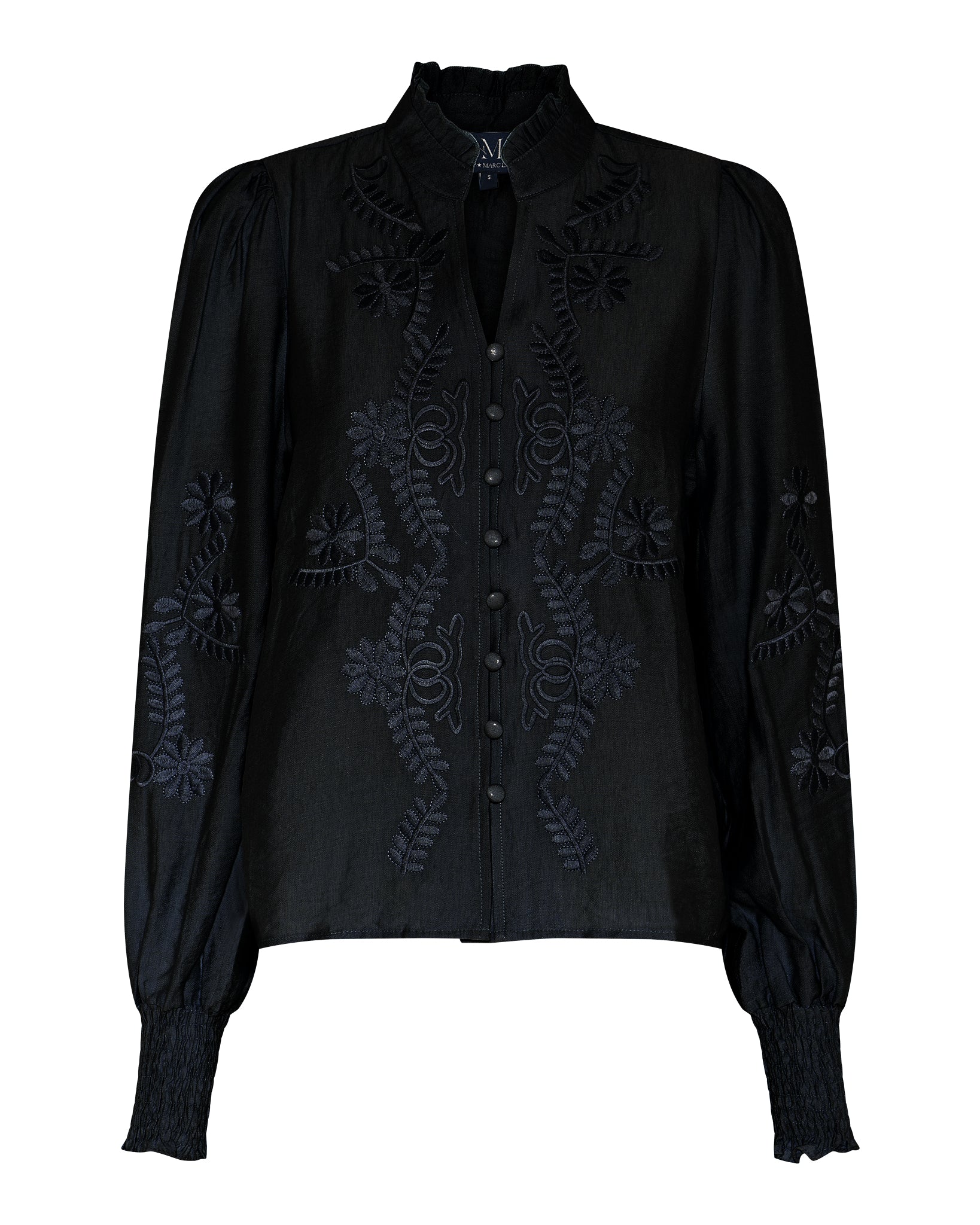 M JEANS VANESSA EMB SHIRT BLOUSE/SHIRT 80 BLACK