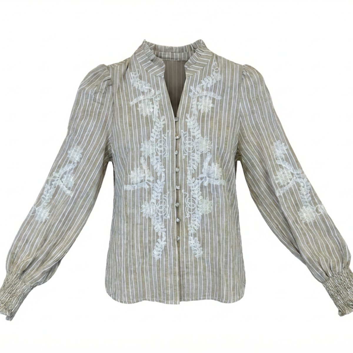 M JEANS VANESSA EMB STRIPE SHIRT BLOUSE/SHIRT 27 SAND
