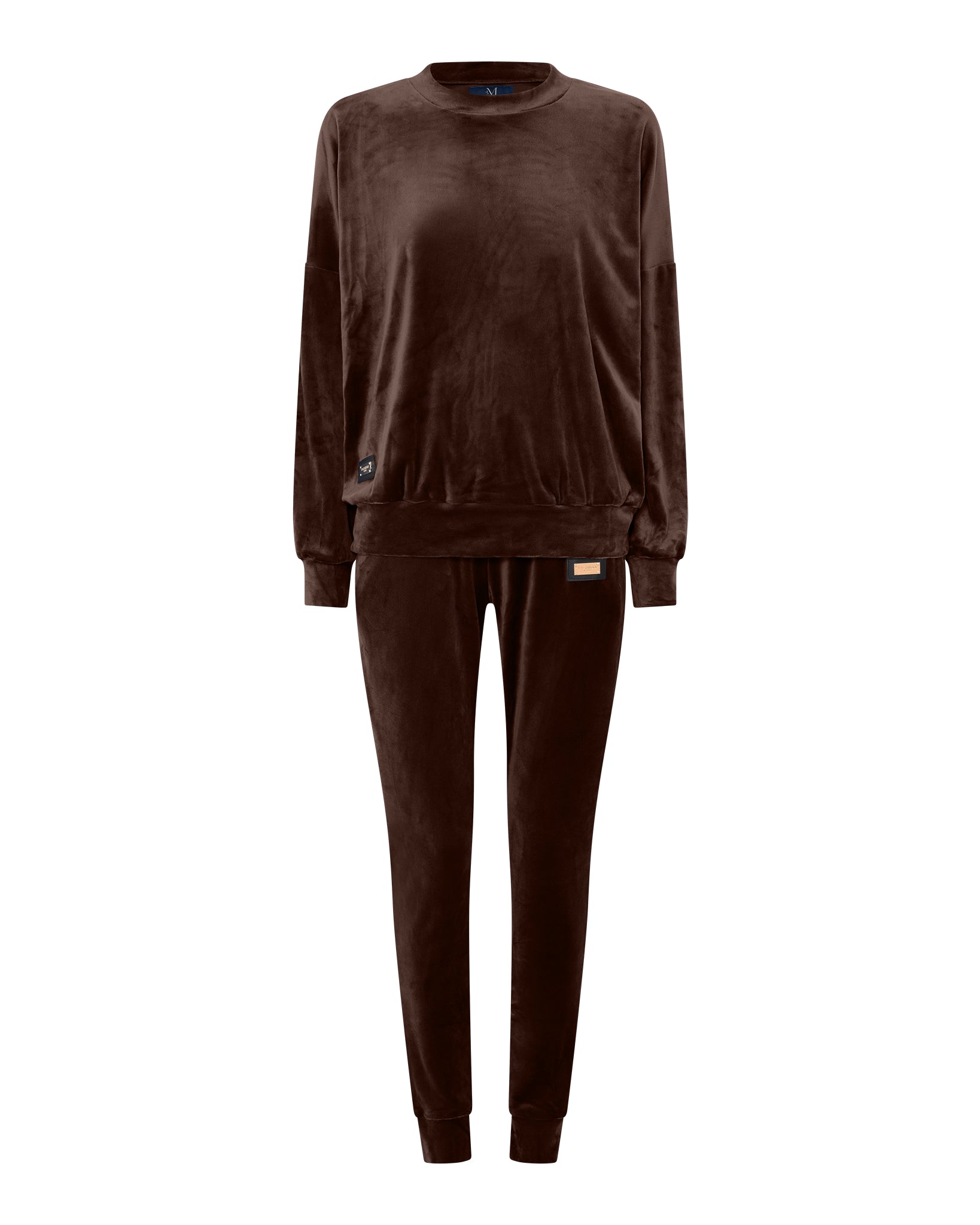 M JEANS VELOUR ROUND NECK SET SWEATS/VELOUR 129 CHOCOLATE