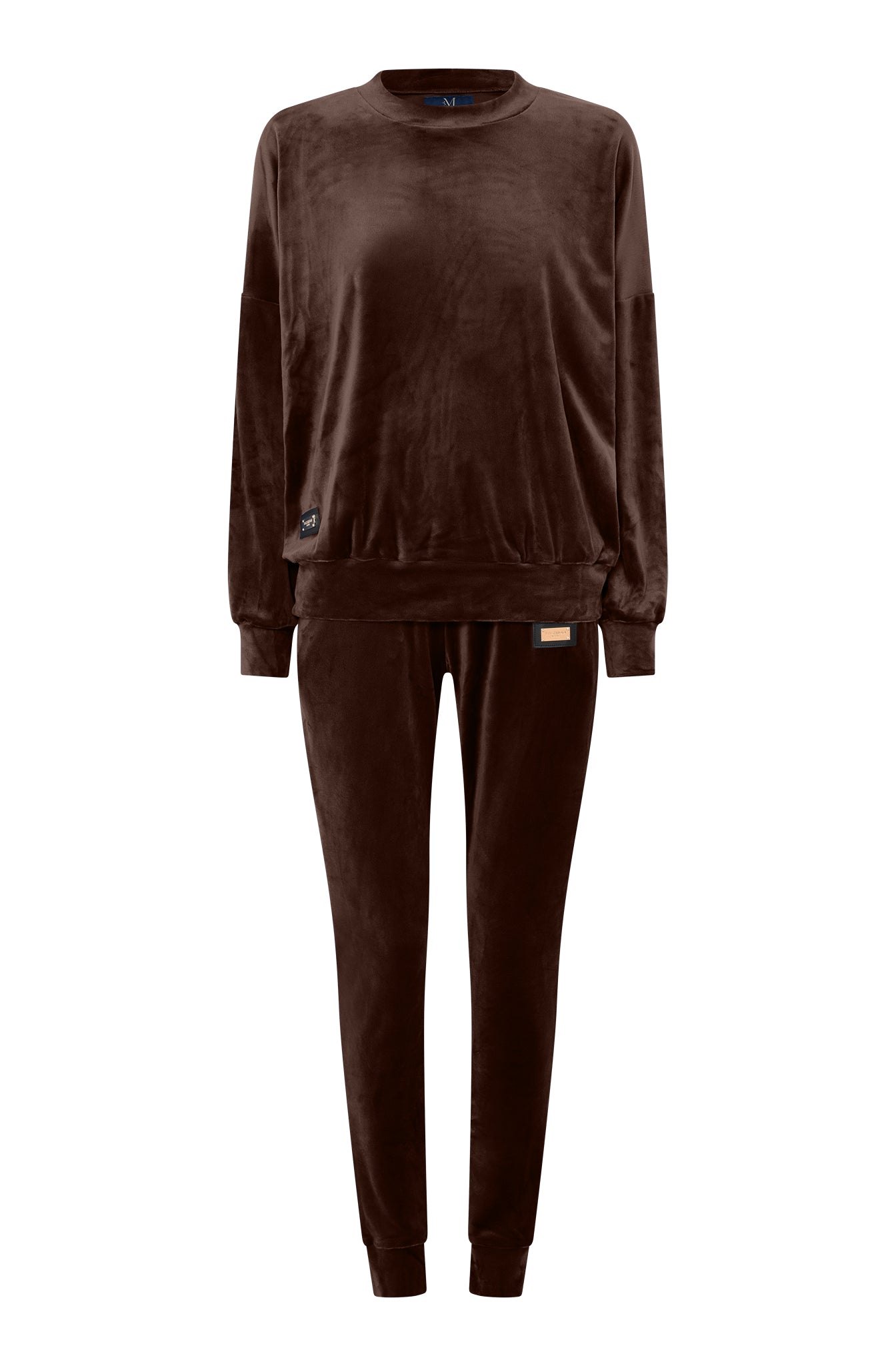 M JEANS VELOUR ROUND NECK SET SWEATS/VELOUR 129 CHOCOLATE