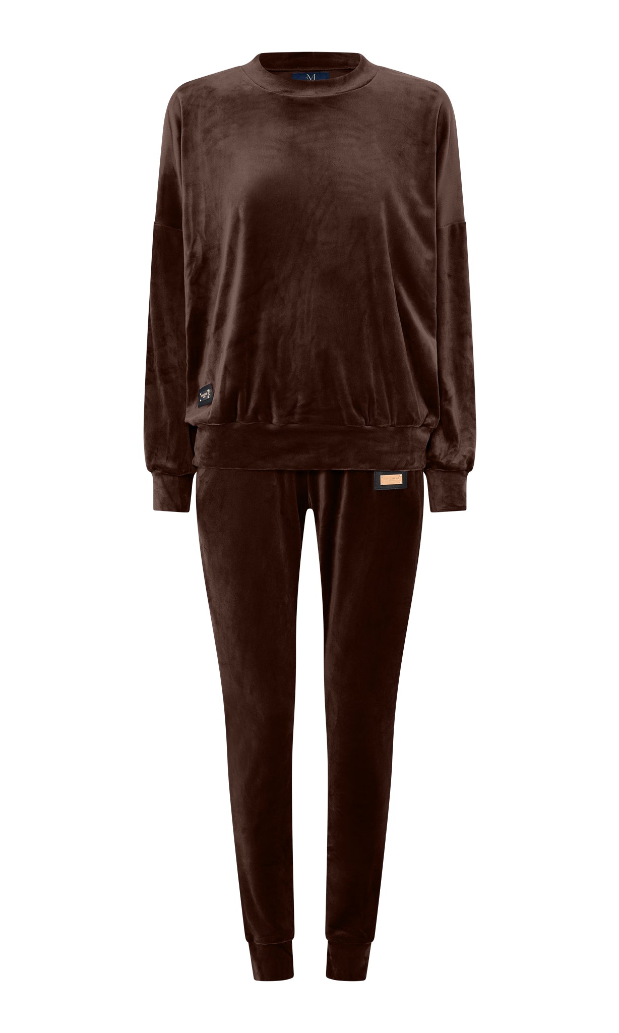M JEANS VELOUR ROUND NECK SET SWEATS/VELOUR 129 CHOCOLATE