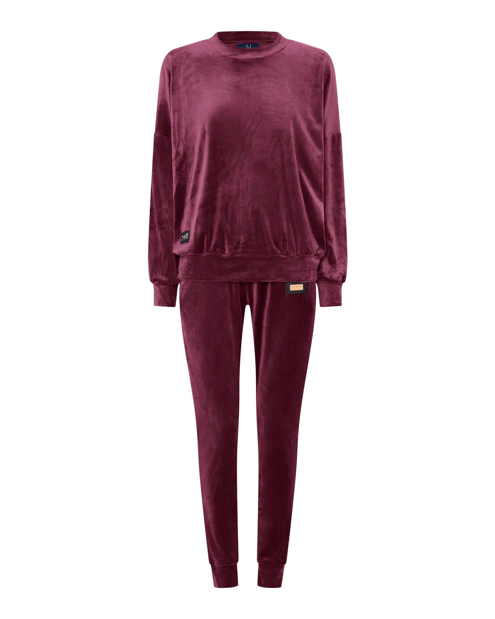 M JEANS VELOUR ROUND NECK SET SWEATS/VELOUR 400 BORDEAUX
