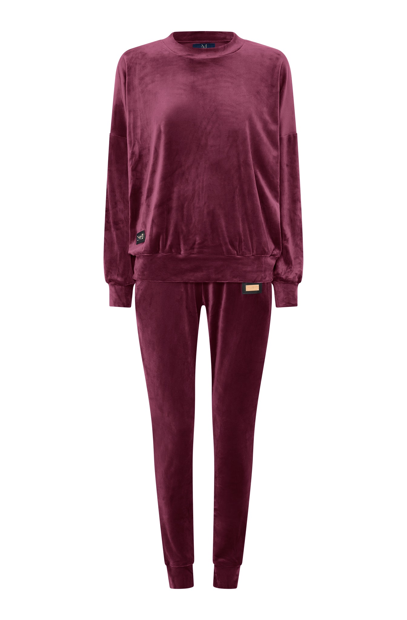 M JEANS VELOUR ROUND NECK SET SWEATS/VELOUR 400 BORDEAUX