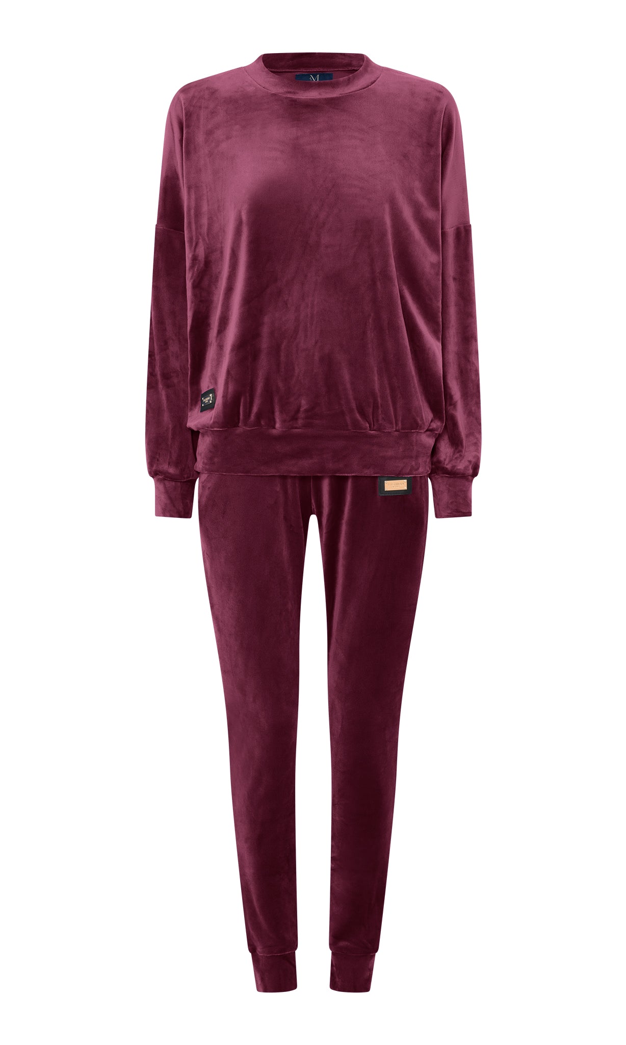 M JEANS VELOUR ROUND NECK SET SWEATS/VELOUR 400 BORDEAUX