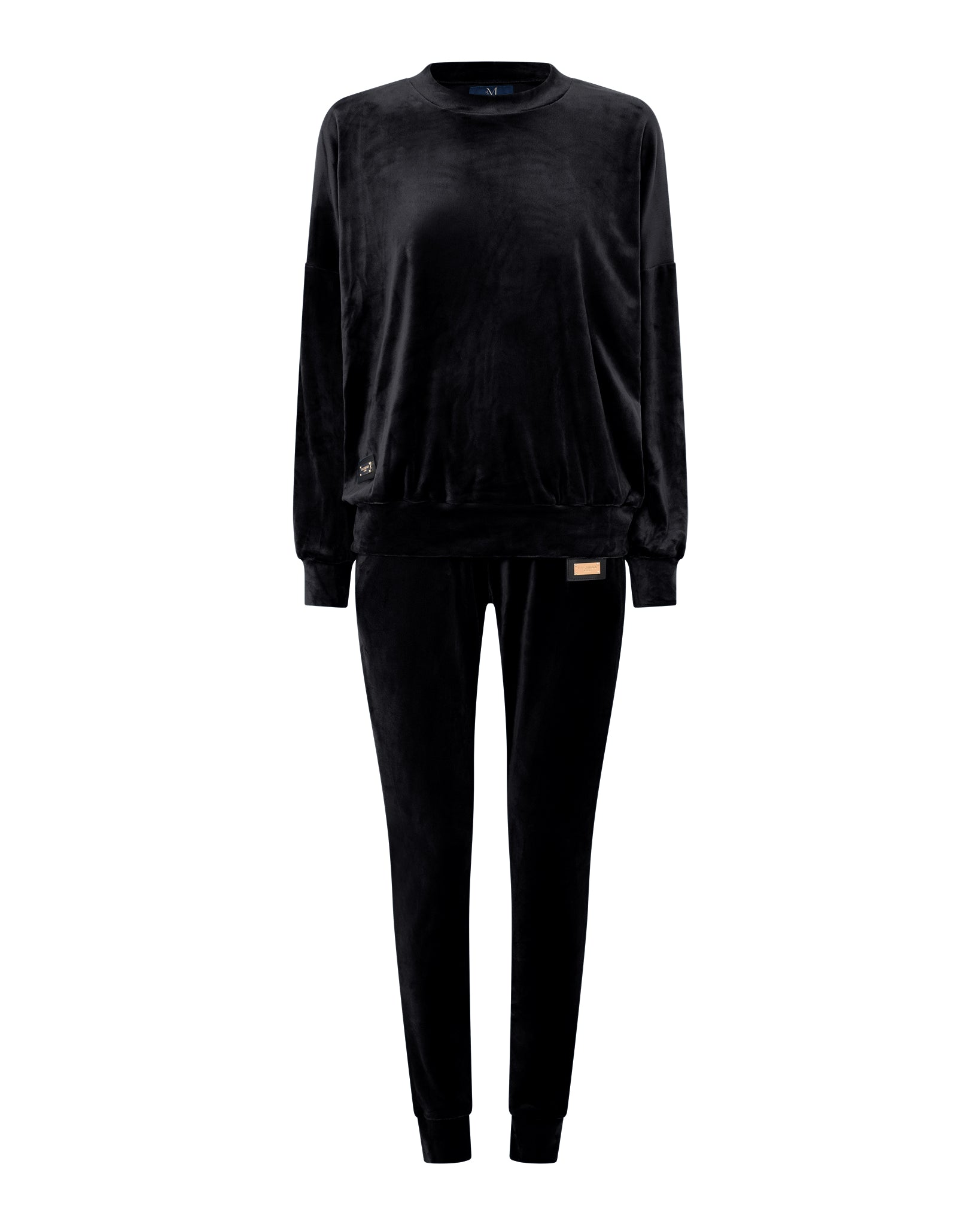 M JEANS VELOUR ROUND NECK SET SWEATS/VELOUR 80 BLACK