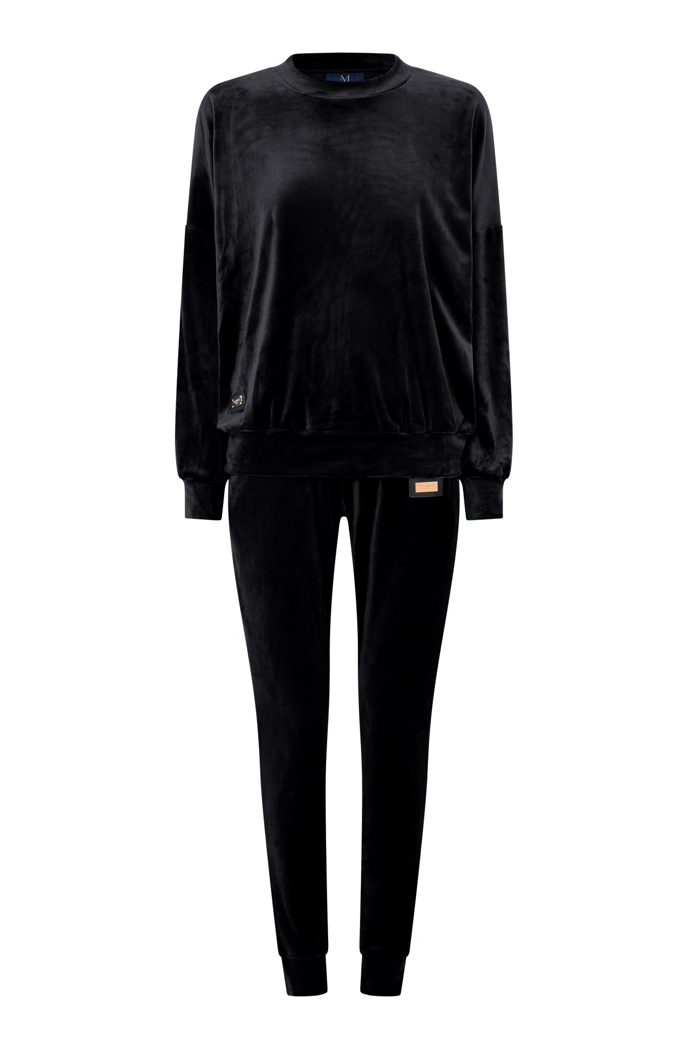 M JEANS VELOUR ROUND NECK SET SWEATS/VELOUR 80 BLACK